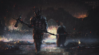 Man holding sword rain background 2 - another man free wallpaper
