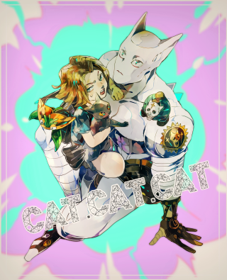 Anime couple hugging catacasts furry - a couple of anime characters free wallpaper for mobile