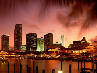 City skyline night water dock 5 - free sunset wallpaper for desktop