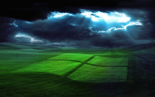 Green field large window cloudy - a sky free wallpaper