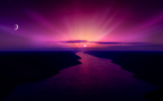 River purple sky crescent moon - felixkelly free wallpaper for desktop