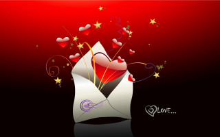 White envelope hearts stars red - mail art free wallpaper