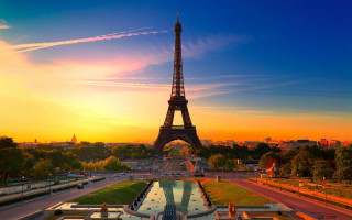 Eiffel tower sunset paris beautiful - the eiffel tower free wallpaper