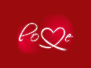 Red background white heart love 2 - a white outline free wallpaper