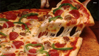 Pizza pepperoni delicious cheese slices - classical free wallpaper