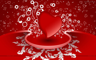Red heart white swirls hearts - anne dunn free wallpaper