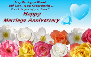 Happy marriage anniversary card flowers - flower and hearts free wallpaper