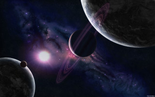 Planets in the sky stars - a bright light in the middle of the image free wallpaper