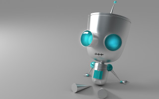 Robot toothbrush toothpaste funny image - a gray surface free wallpaper