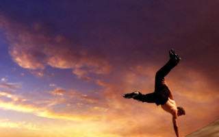 Man skateboard trick air sunset - a trick free wallpaper