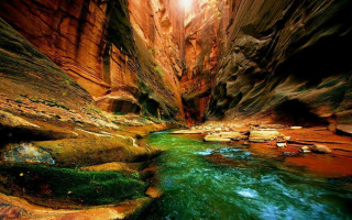 Narrow river canyon green water - green water free wallpaper