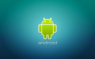 Android green logo blue background - a white outline free wallpaper for desktop