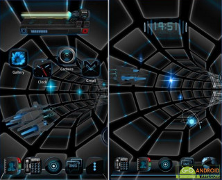 Futuristic phone clock glowing eyes - the screen free wallpaper