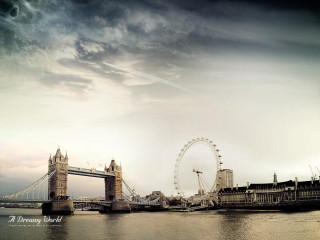 Large bridge ferris wheel cloudy - christopher wren free wallpaper