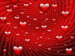 Hearts floating red background spiral - op art free wallpaper