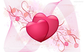 Hearts floral designs pink background - two heart free wallpaper