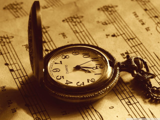 Pocket watch sheet music background - a pocket watch free wallpaper