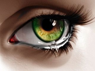 Green eye red lip hyperrealistic - realistic eye free wallpaper