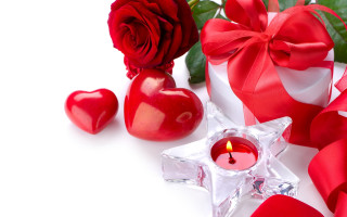 Red rose star candle red - romantic free wallpaper for desktop