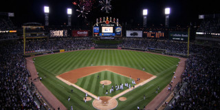 Baseball stadium night fireworks crowd - lot of people watching free wallpaper