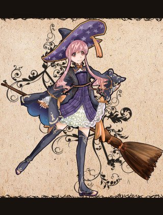 Woman broom cat drawing artwork - a cat free wallpaper for mobile