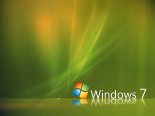 Green background windows7 logo reflection - a window 7 logo free wallpaper