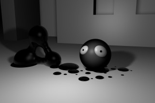 Black ball circles white floor - a black ball free wallpaper