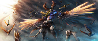 Man wings sword birds sky - wing and a sword free wallpaper