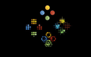 Colored circles black background white 2 - game art free wallpaper
