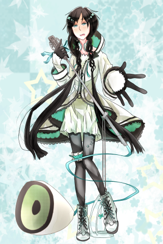 Girl black hair white coat - fullbody free wallpaper