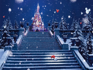 Snow covered castle staircase santa - a staircase free wallpaper