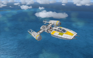 Spaceship floating ocean clouds stripe - war free wallpaper for desktop