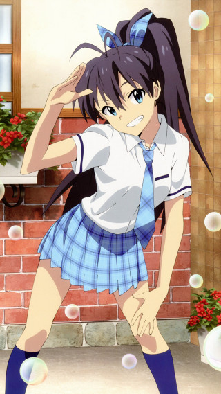 Girl bubble school uniform brick - plant free wallpaper