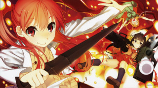 Girl red hair sword fire - other girl free wallpaper