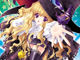 Woman witch costume hat wand - a yellow bird free wallpaper