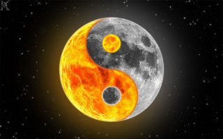 Yin yang full moon stars - yang symbol free wallpaper