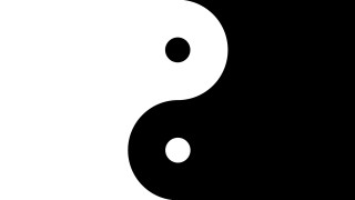 Yin yang black circle white - symmetric balance free wallpaper