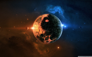 Planet star bright light shining - a star in the middle of it free wallpaper