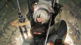 Woman black outfit holding sword 5 - nier:automata free wallpaper