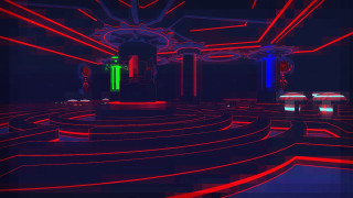 Circular room neon light clock - retrofuturism free wallpaper