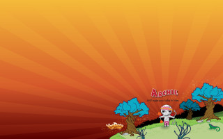 Cartoon character field trees dragon - the middle of a field free wallpaper