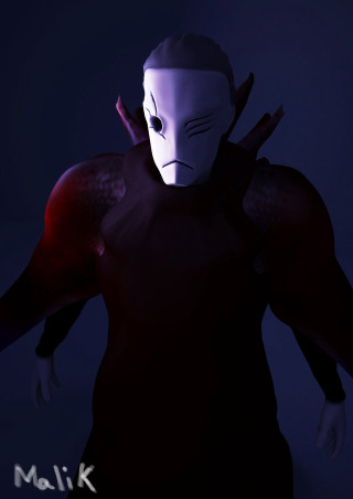 Man black outfit white mask - unreal free wallpaper for mobile