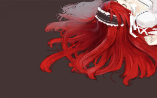 Red haired woman lolita rococo - a black collar free wallpaper