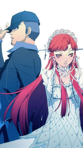 Anime couple red hair blue - gothic free wallpaper for mobile