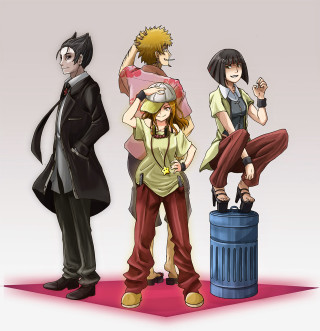 Group people pink floor trash - bauhaus free wallpaper for tablet