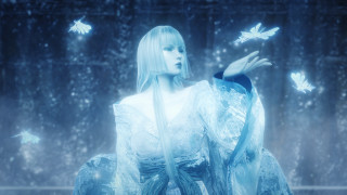 Woman white dress butterflies flying - butterfly free wallpaper