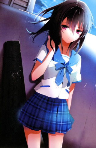 Girl blue white uniform wall - a wall free wallpaper for mobile