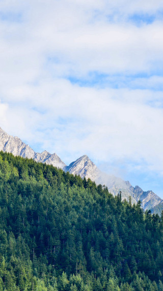 Mountain forest sky clouds trees 2 - free mountains wallpaper for mobile