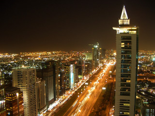 City skyline night tall building 2 - busy free wallpaper