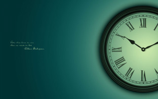 Clock roman numerals green background - a quote below free wallpaper